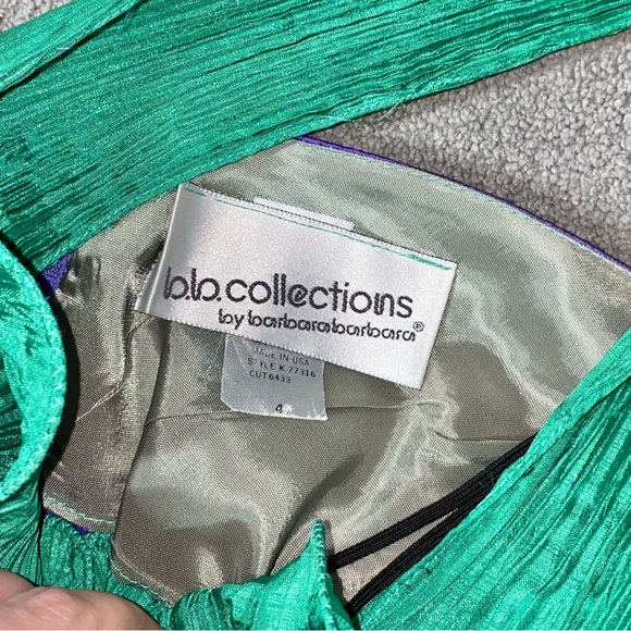 S 4 VTG 80’s BB Collections Purple Green Ruffle Formal One Shoulder Party Dress - Picture 6 of 9